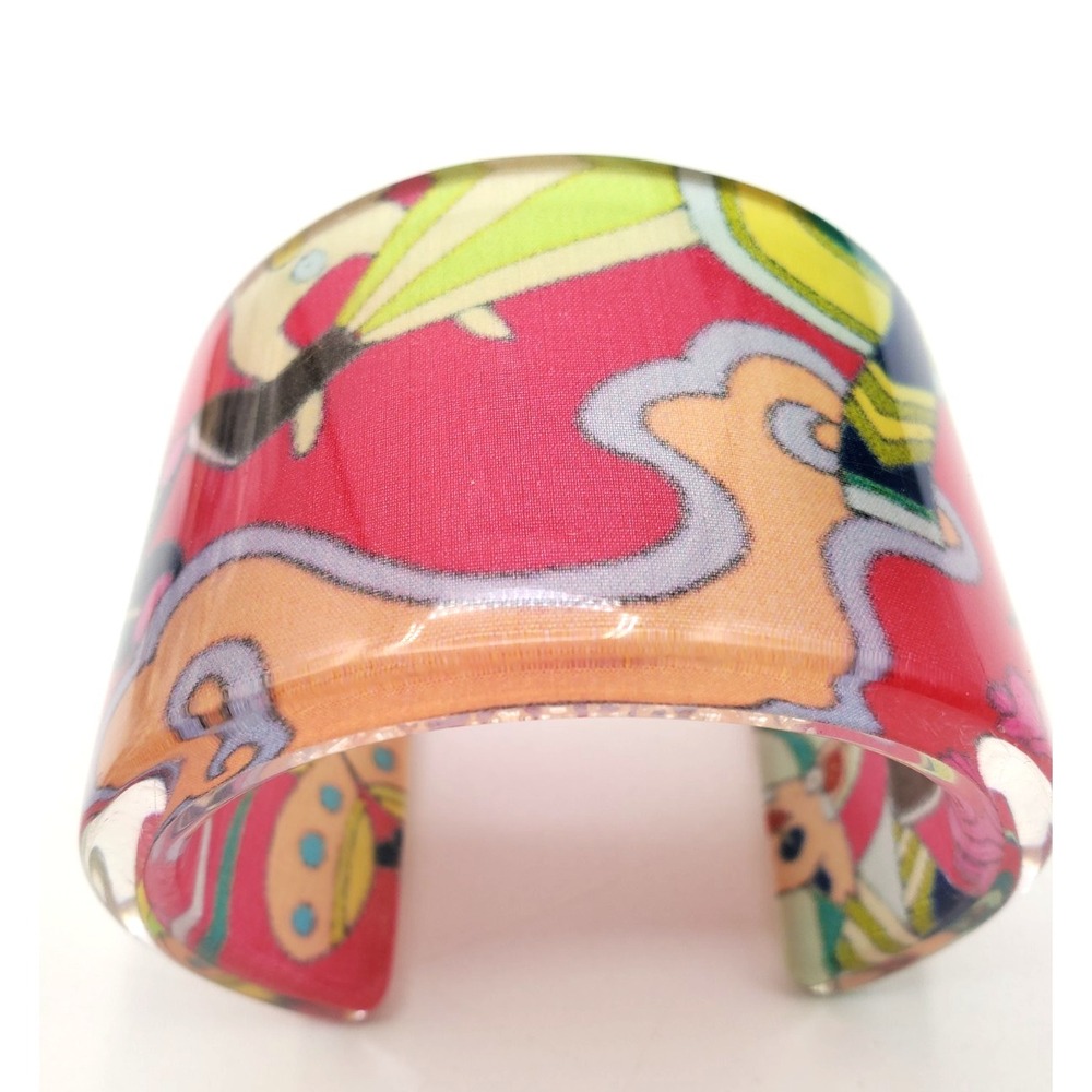 Vintage Shanghai Tang Wide Acrylic Cuff Bracelet Asian Pop Art Y2K